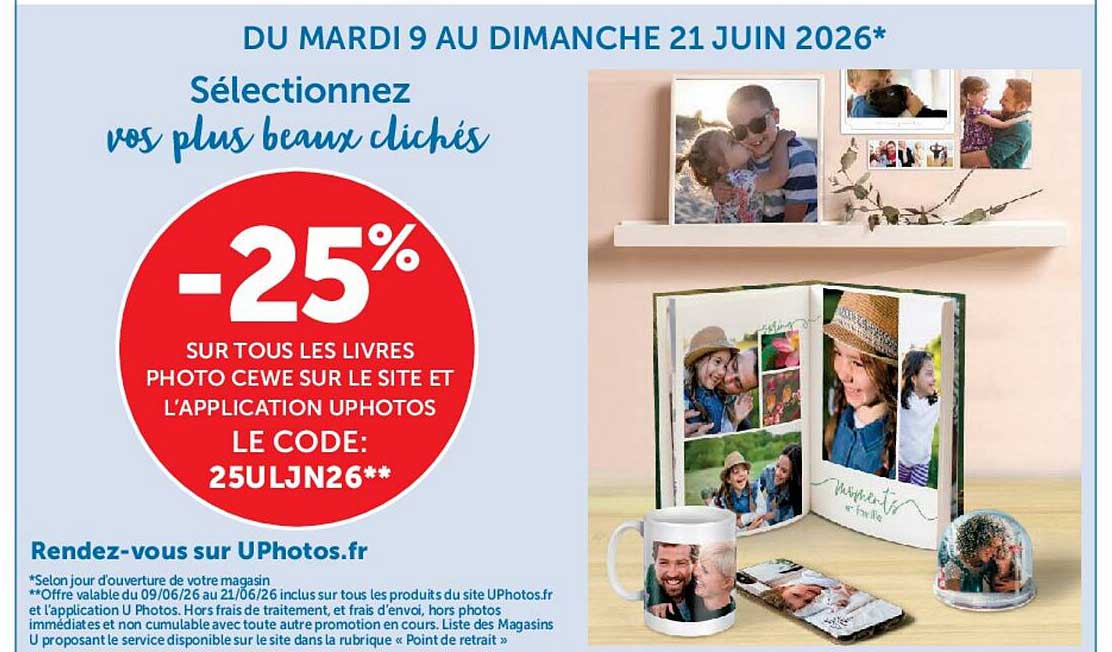 -25% SUR TOUS LES LIVRES PHOTO CEWE SUR LE SITE ET L'APPLICATION UPHOTOS