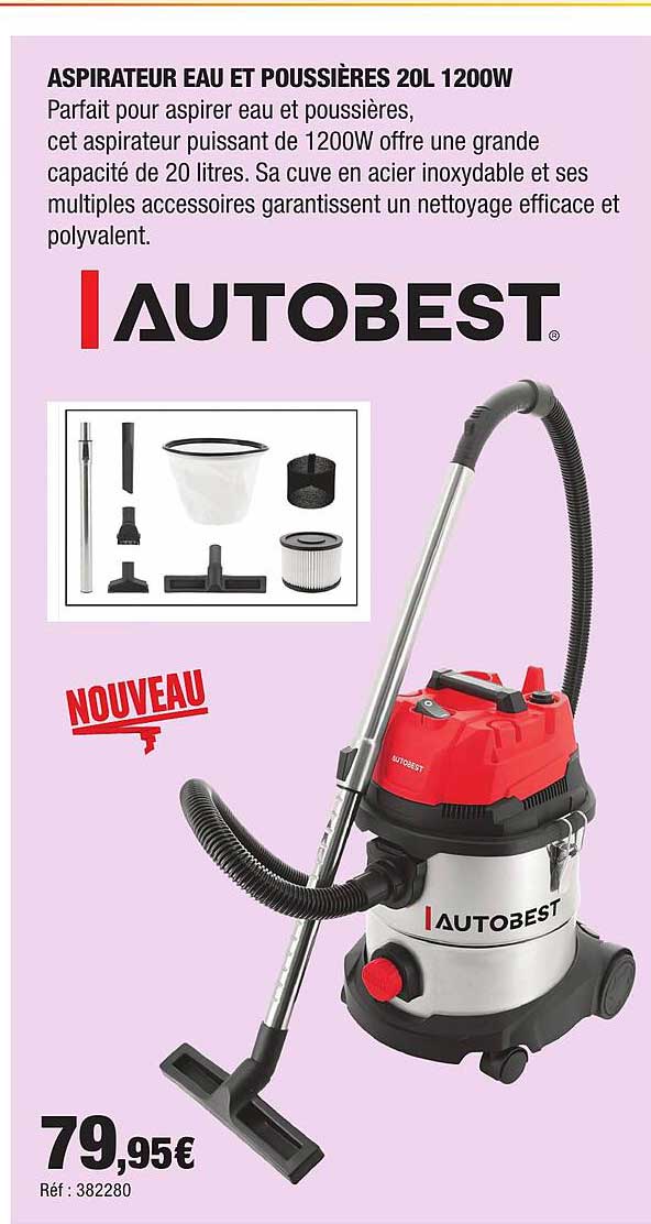 ASPIRATEUR EAU ET POUSSIÈRES 20L 1200W