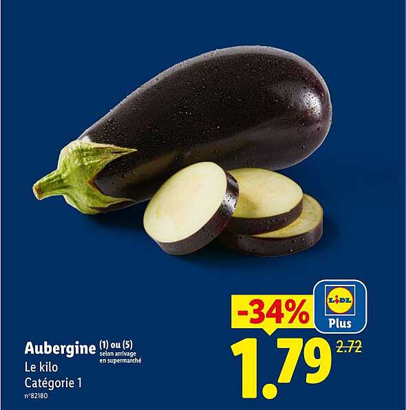 Aubergine (1) ou (5) selon arrivage en supermarché