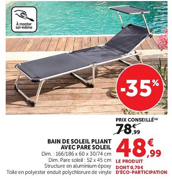 BAIN DE SOLEIL PLIANT AVEC PARE SOLEIL