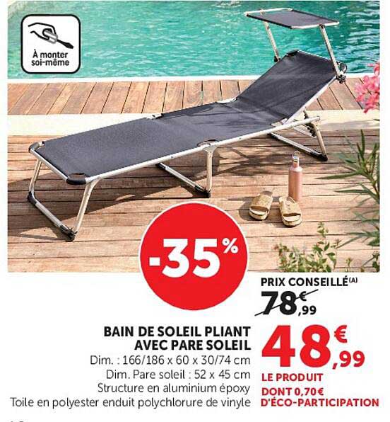 BAIN DE SOLEIL PLIANT AVEC PARE SOLEIL