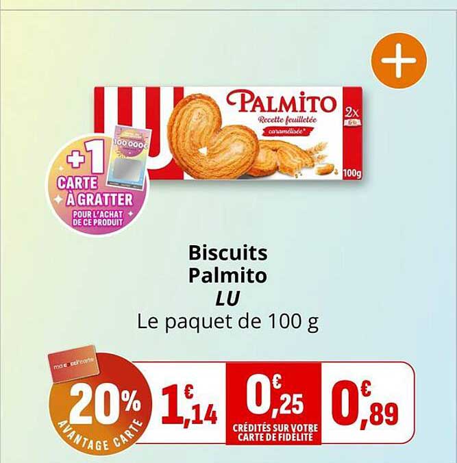 Biscuits Palmito LU Le paquet de 100 g