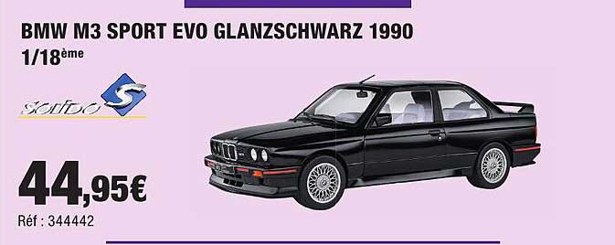 BMW M3 SPORT EVO GLANZSCHWARZ 1990 1/18ème