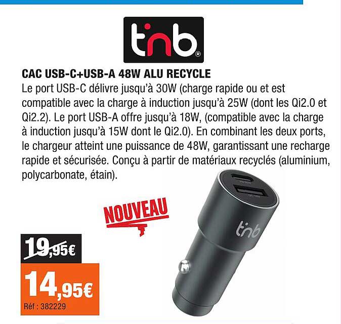 CAC USB-C+USB-A 48W ALU RECYCLE