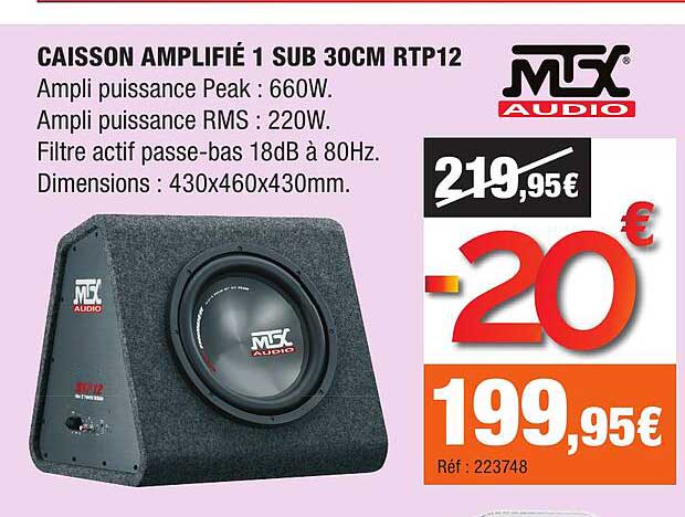 CAISSON AMPLIFIÉ 1 SUB 30CM RTP12