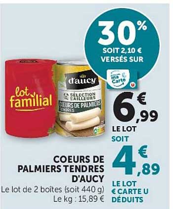 COEURS DE PALMIERS TENDRES D'AUCY