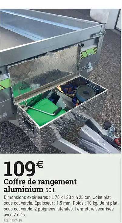 Coffre de rangement aluminium 50 L