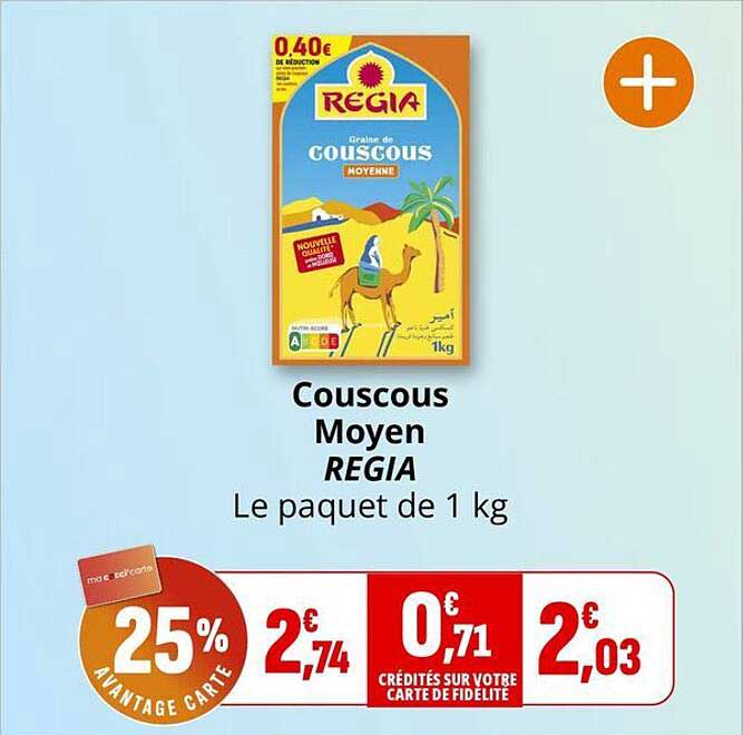 Couscous Moyen REGIA Le paquet de 1 kg