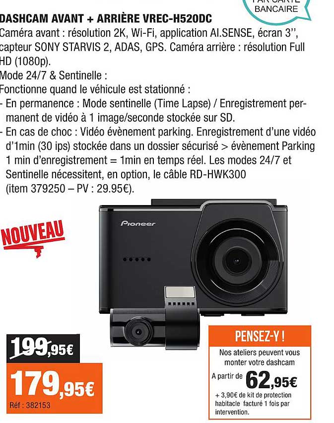 DASHCAM AVANT + ARRIÈRE VREC-H520DC