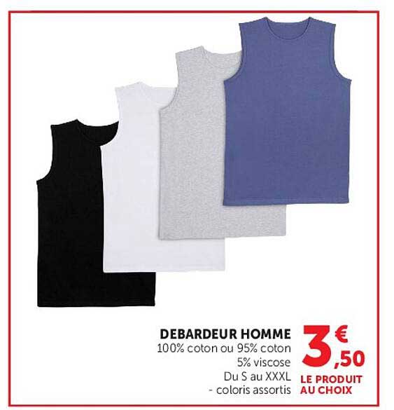 DEBARDEUR HOMME 100% coton ou 95% coton 5% viscose Du S au XXXL - coloris assortis