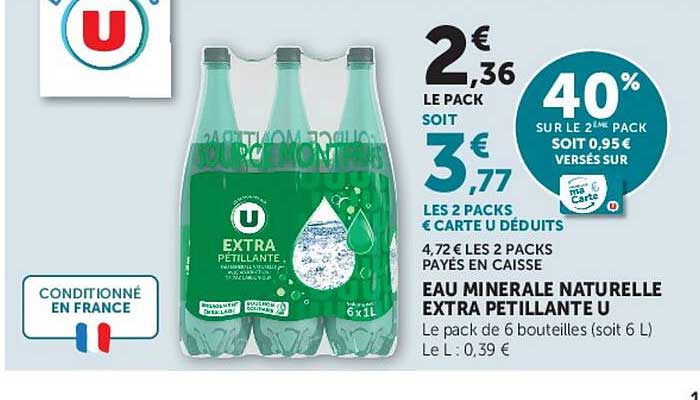 EAU MINERALE NATURELLE EXTRA PETILLANTE U