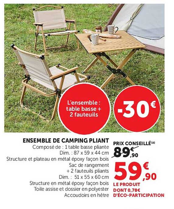 ENSEMBLE DE CAMPING PLIANT