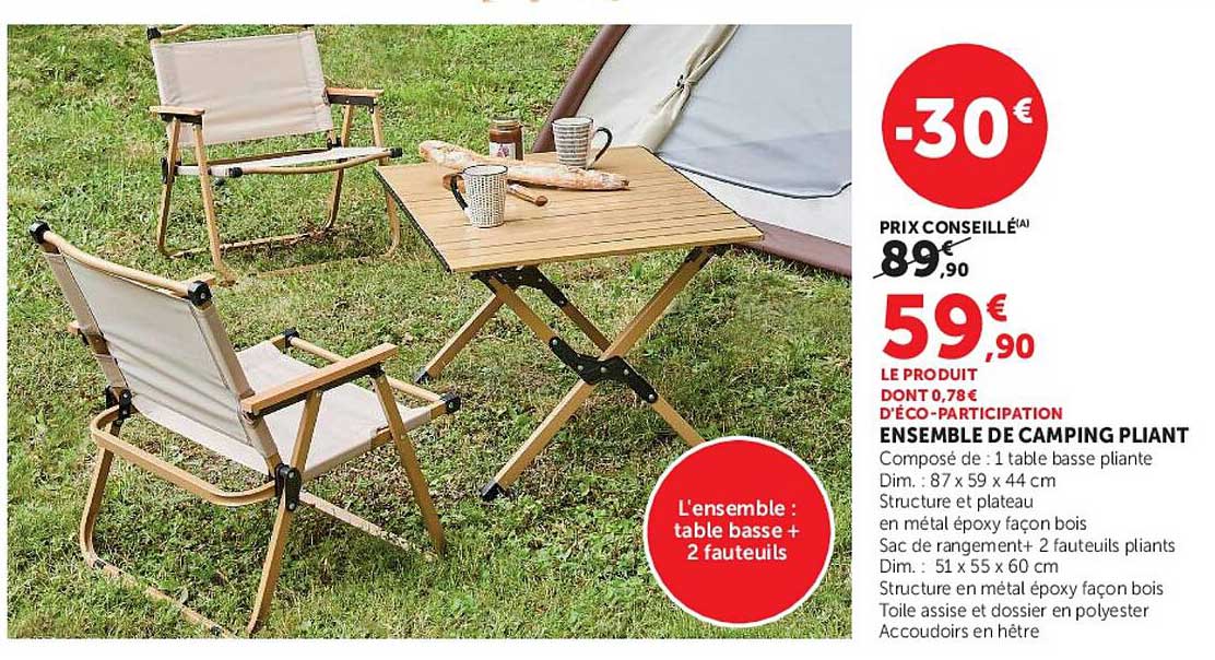 ENSEMBLE DE CAMPING PLIANT