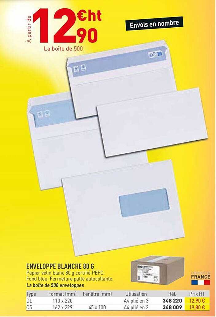 Enveloppe blanche 80 g
