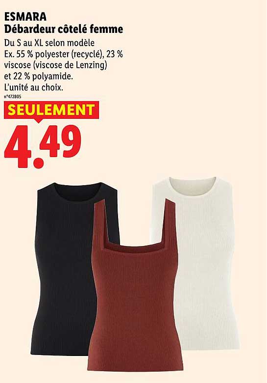 ESMARA Débardeur côtelé femme