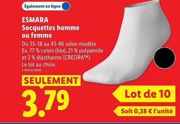 ESMARA Socquettes homme ou femme