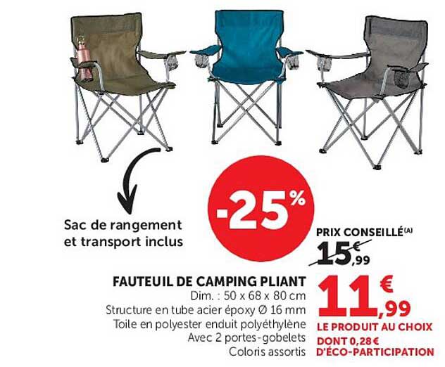 FAUTEUIL DE CAMPING PLIANT