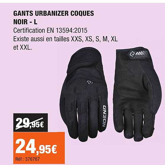 GANTS URBANIZER COQUES NOIR - L