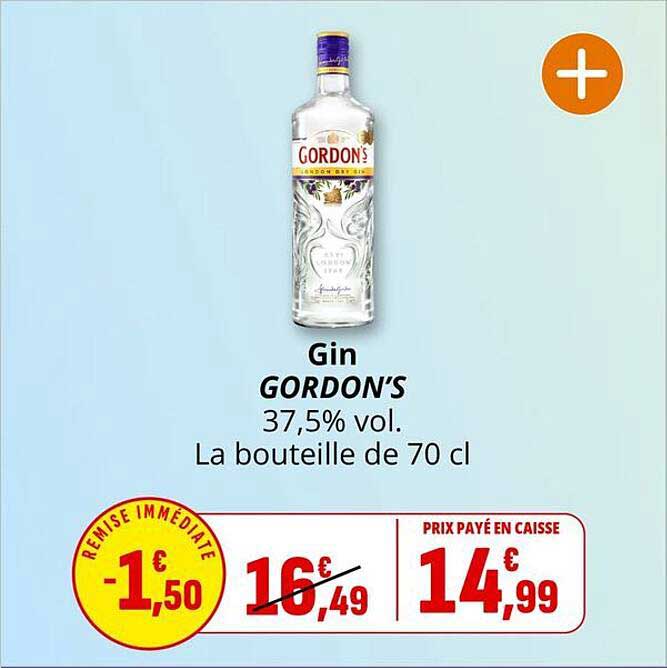 Gin GORDON'S 37,5% vol. La bouteille de 70 cl