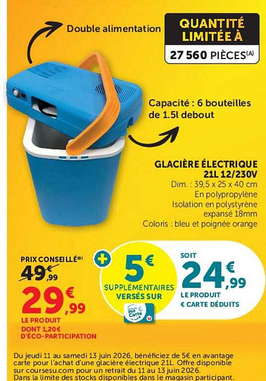 GLACIÈRE ÉLECTRIQUE 21L 12/230V