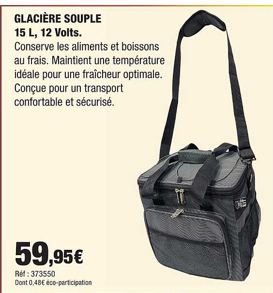 GLACIÈRE SOUPLE 15 L, 12 Volts.