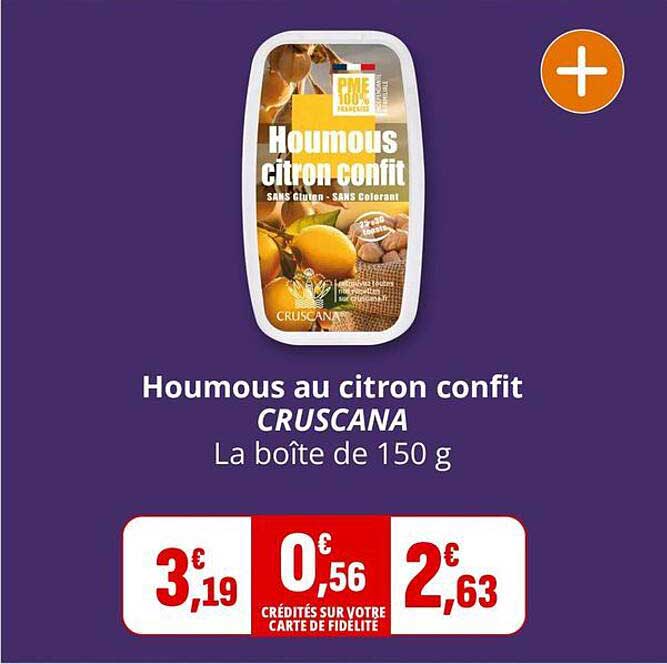 Houmous au citron confit CRUSCANA La boîte de 150 g