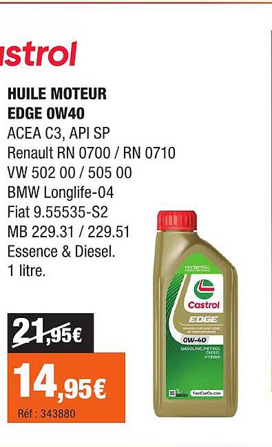 HUILE MOTEUR EDGE 0W40
