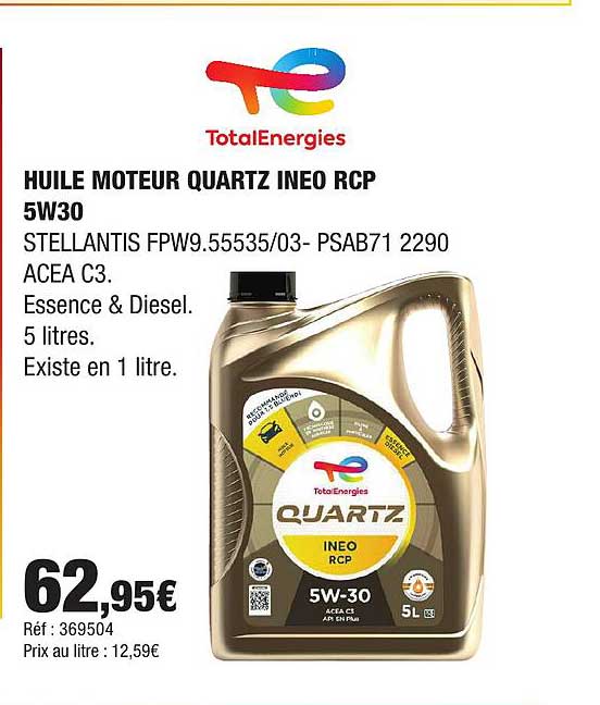 HUILE MOTEUR QUARTZ INEO RCP 5W30