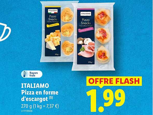 ITALIAMO Pizza en forme d'escargot (5) 270 g (1 kg = 7,37 €)