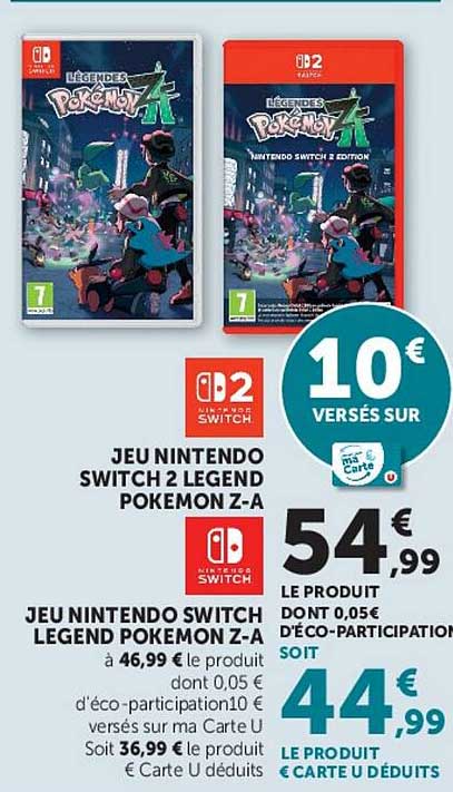JEU NINTENDO SWITCH 2 LEGEND POKEMON Z-A