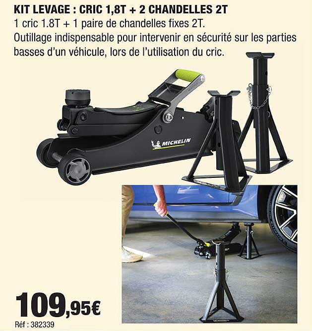 KIT LEVAGE : CRIC 1,8T + 2 CHANDELLES 2T