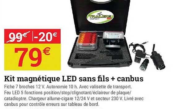 Kit magnétique LED sans fils + canbus