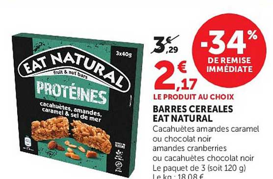LE PRODUIT AU CHOIX BARRES CEREALES EAT NATURAL