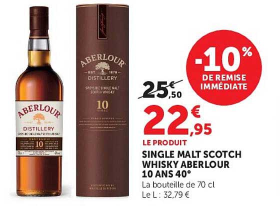 LE PRODUIT SINGLE MALT SCOTCH WHISKY ABERLOUR 10 ANS 40°