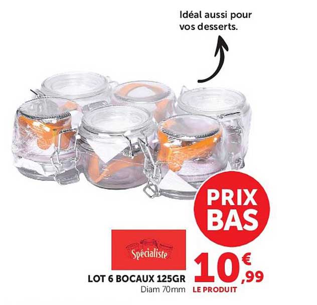 LOT 6 BOCAUX 125GR Diam 70mm
