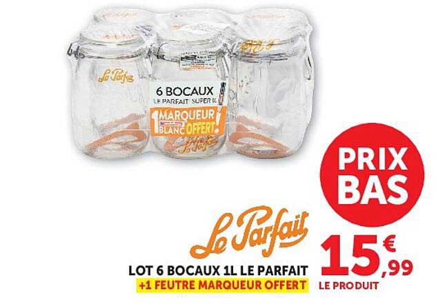 LOT 6 BOCAUX 1L LE PARFAIT +1 FEUTRE MARQUEUR OFFERT
