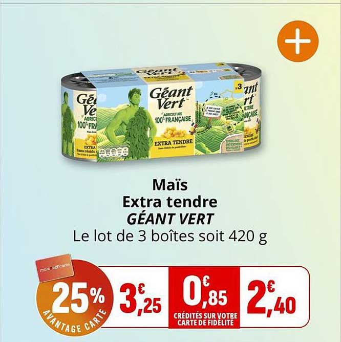 Maïs Extra tendre GÉANT VERT