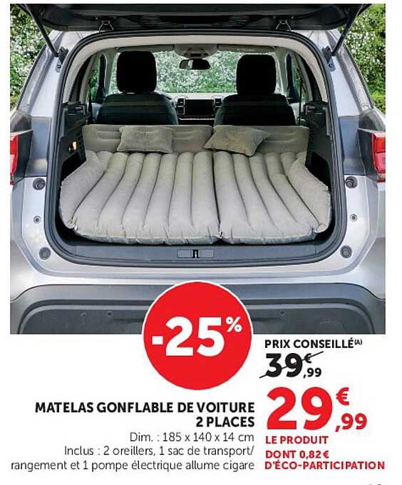MATELAS GONFLABLE DE VOITURE 2 PLACES