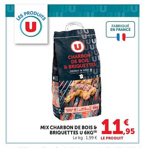 MIX CHARBON DE BOIS & BRIQUETTES U 6KG(B)