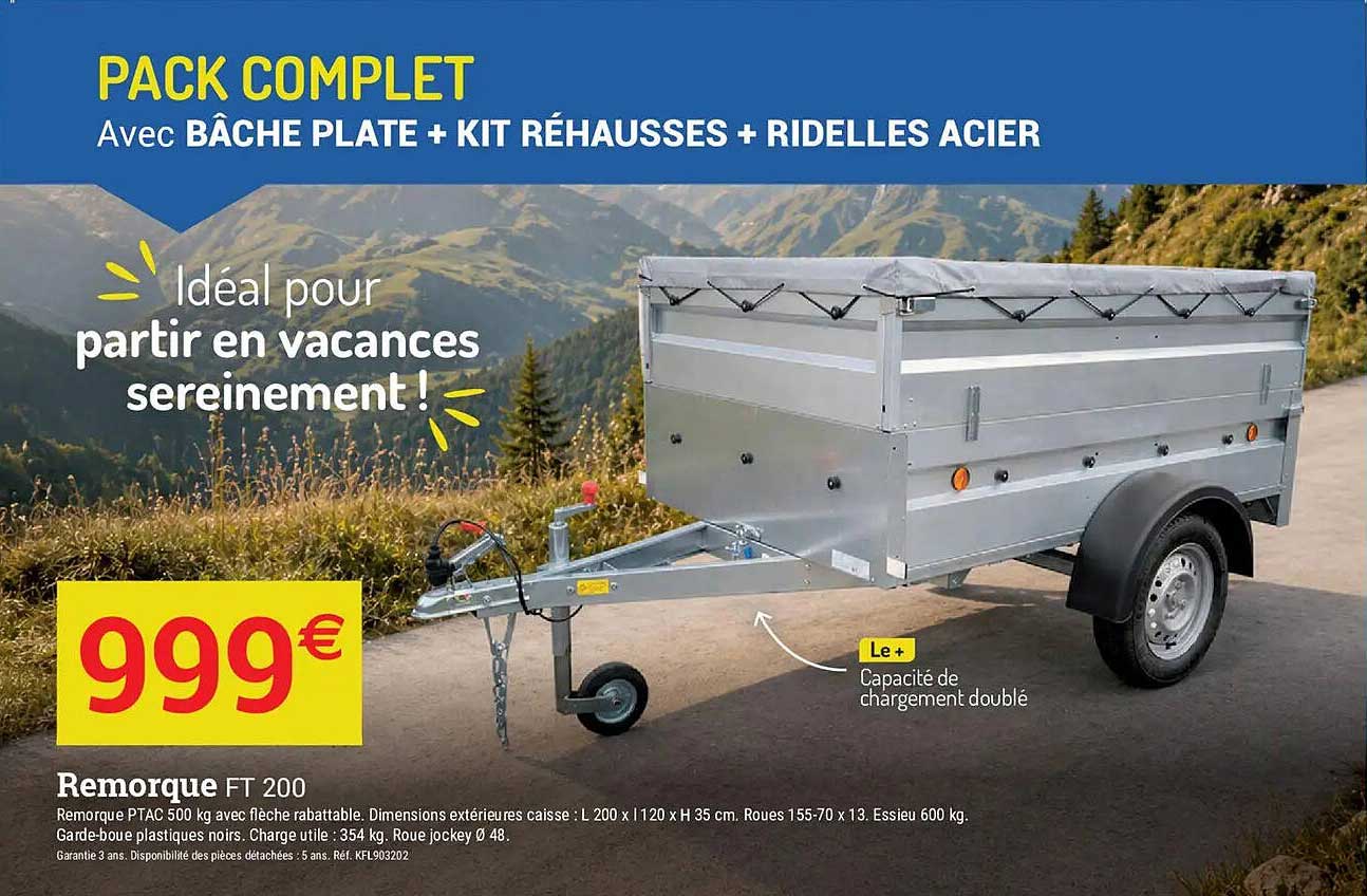 PACK COMPLET Avec BÂCHE PLATE + KIT RÉHAUSSES + RIDELLES ACIER