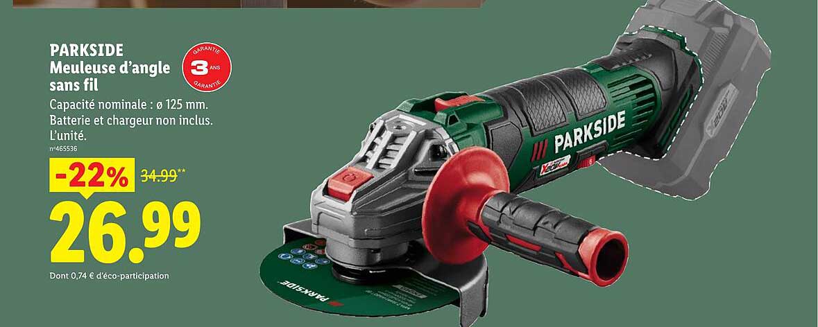 PARKSIDE Meuleuse d’angle sans fil