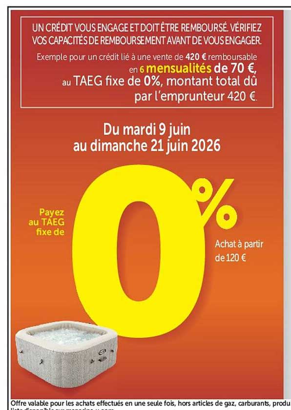 Payez au TAEG fixe de 0%