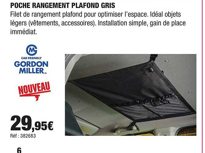POCHE RANGEMENT PLAFOND GRIS