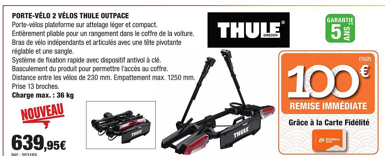 PORTE-VÉLO 2 VÉLOS THULE OUTPACE