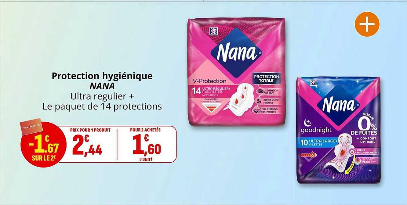 Protection hygiénique NANA Ultra regulier + Le paquet de 14 protections