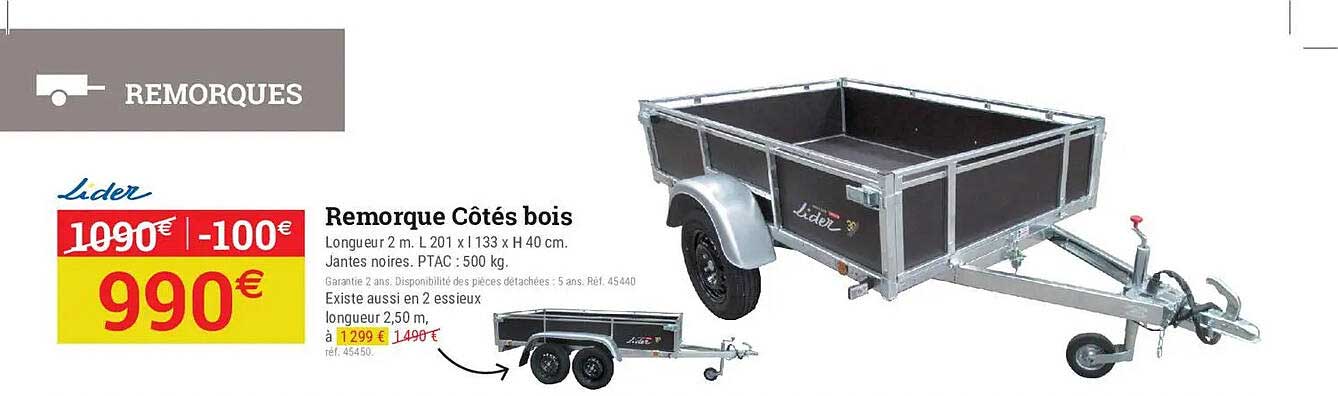 Remorque Côtés bois