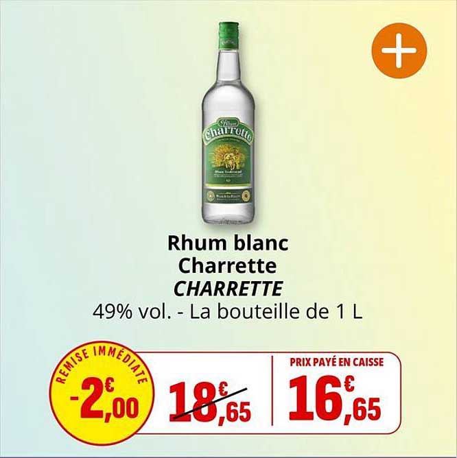 Rhum blanc Charrette CHARRETTE 49% vol. - La bouteille de 1 L