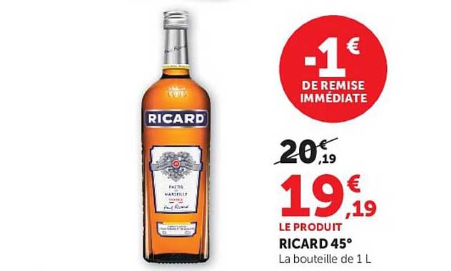 RICARD 45° La bouteille de 1 L