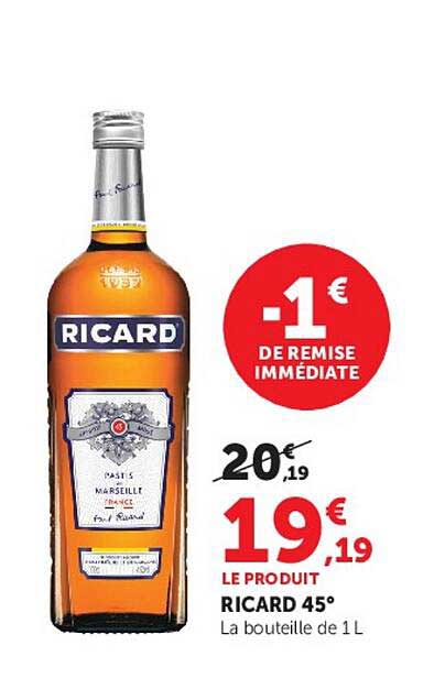 RICARD 45° La bouteille de 1L
