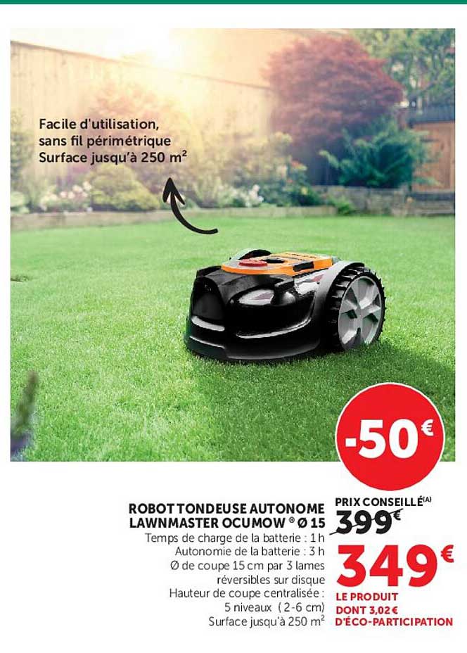 ROBOT TONDEUSE AUTONOME LAWNMASTER OCUMOW® Ø 15